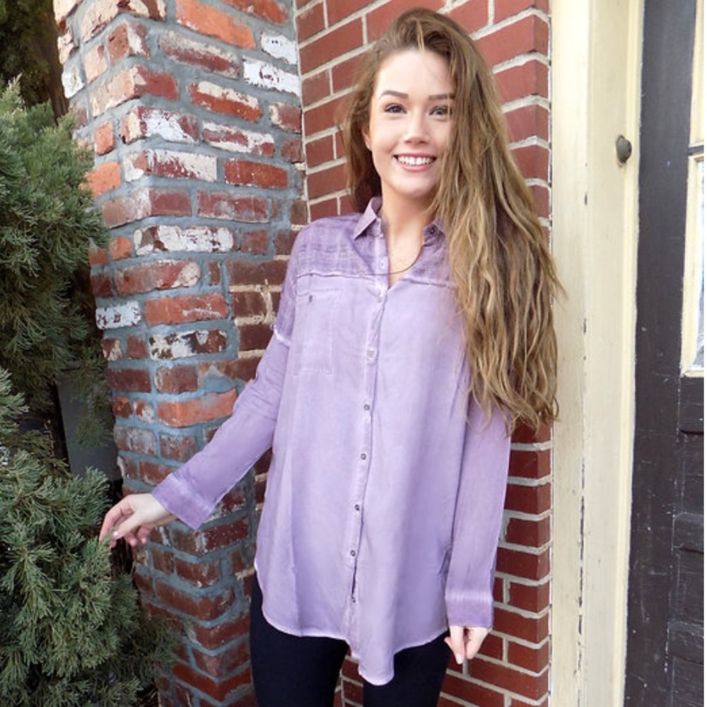 Purple Textured Shoulder Blouse